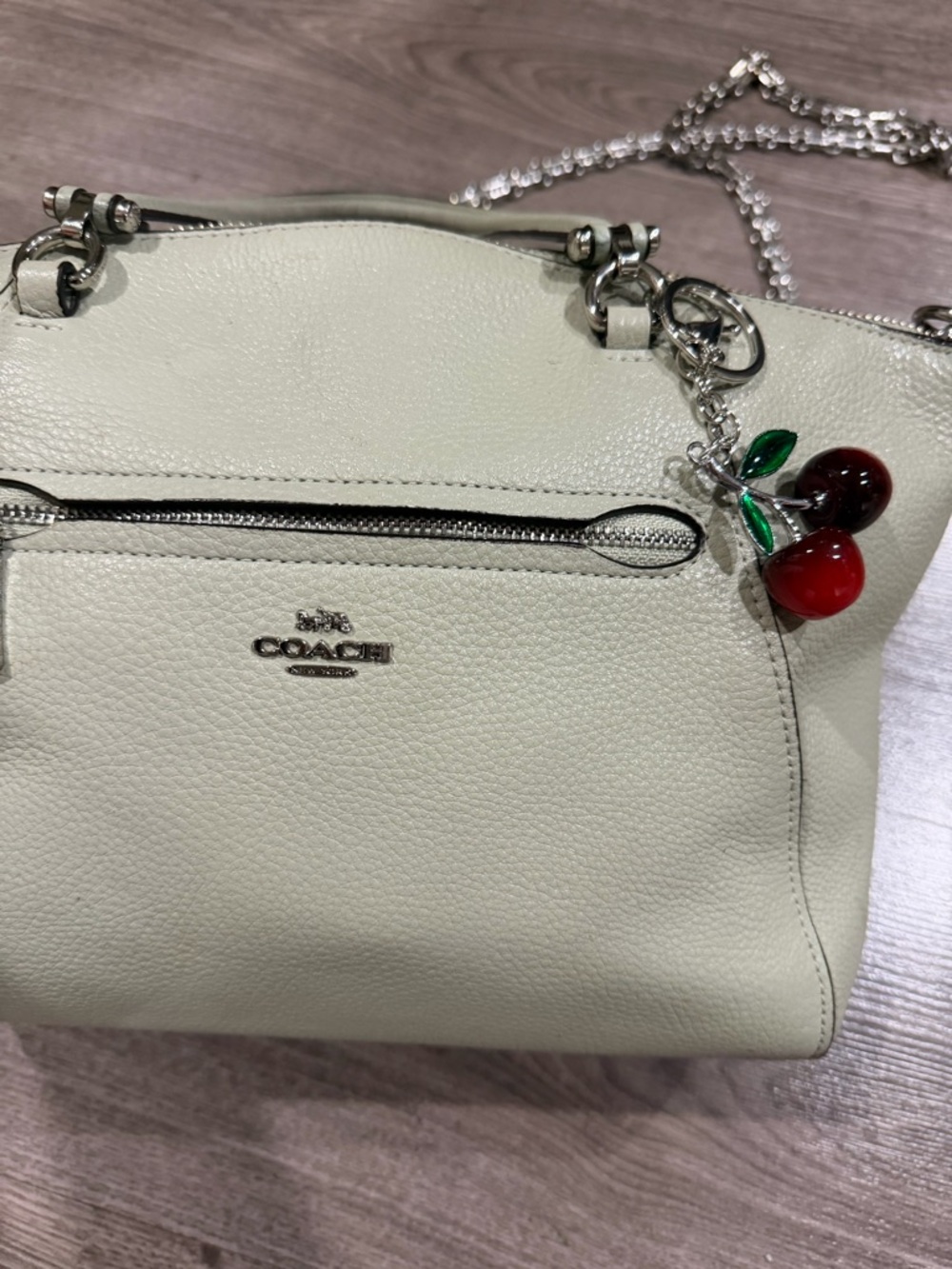 Coach Light Gray Leather Satchel